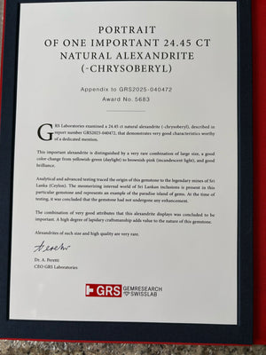 24.45ct Der Kat Florence Chamäleon Alexandrit Ring mit D Flawless Diamanten, eingefasst in 18 Karat Gold oder Platin