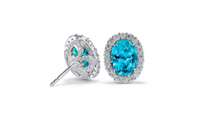 4.66ct Neon Paraiba Turmalin Ohrringe mit D Flawless Diamanten, eingefasst in 18 Karat Weissgold
