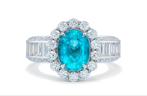 2.40ct Neon Paraiba Turmalin Ring mit D Flawless Diamanten, eingefasst in 18 Karat Weissgold