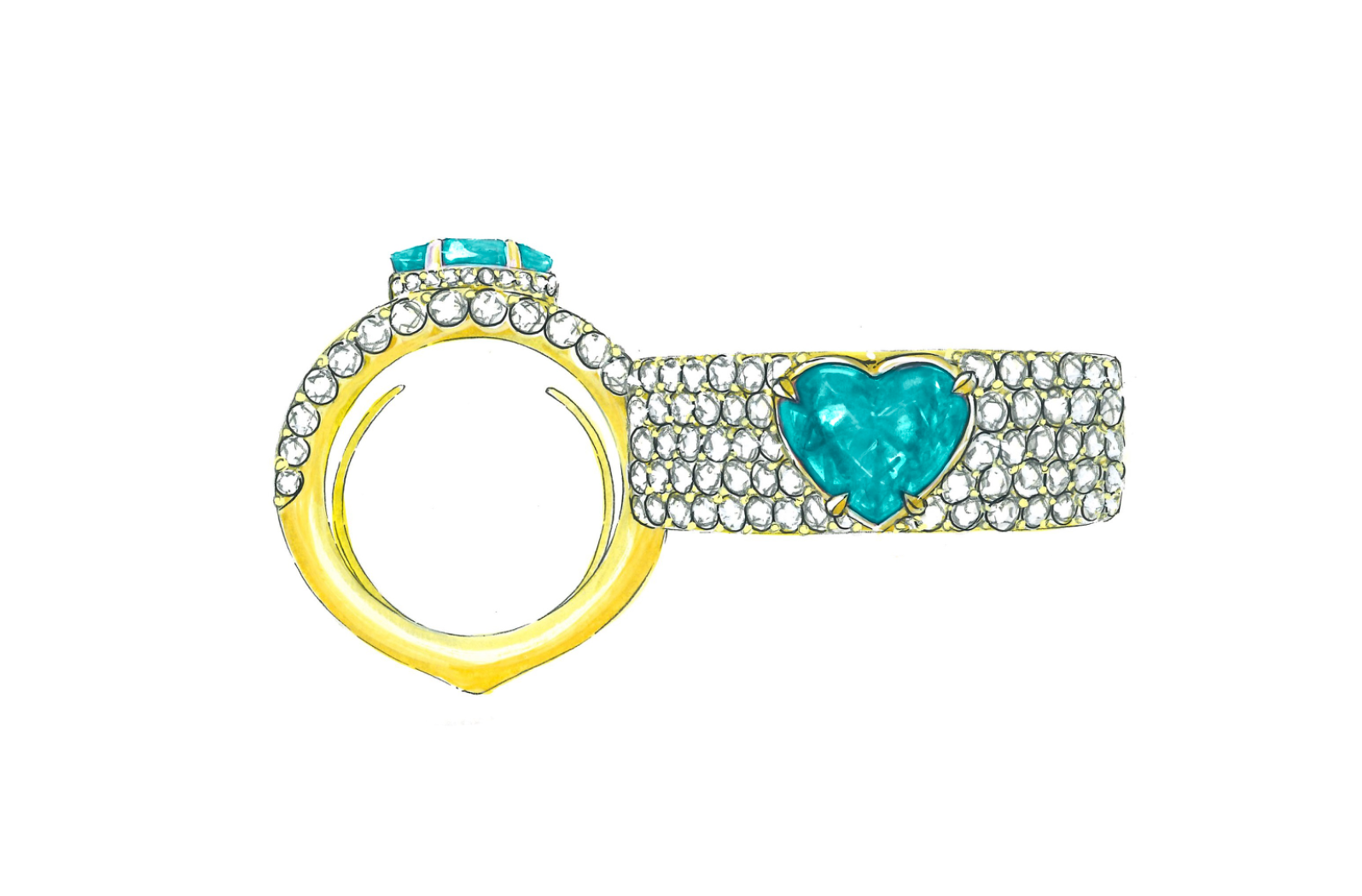 1.04ct Neon Paraiba Turmalin Ring mit D Flawless Diamanten, eingefasst in 18 Karat Gelbgold