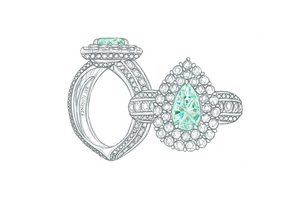 3.34ct Neon Paraiba Turmalin Ring mit D Flawless Diamanten, eingefasst in 18 Karat Weissgold