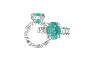 3.06ct Neon Paraiba Turmalin Ring mit D Flawless Diamanten, eingefasst in 18 Karat Weissgold