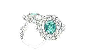 2.89ct Neon Paraiba Turmalin Ring mit D Flawless Diamanten, eingefasst in 18 Karat Weissgold