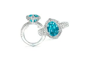 3.49ct Neon Paraiba Turmalin Ring mit D Flawless Diamanten, eingefasst in 18 Karat Weissgold