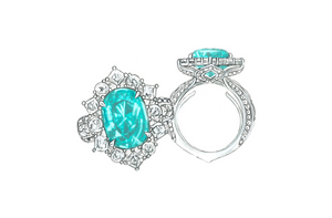2.89ct Neon Paraiba Turmalin Ring mit D Flawless Diamanten, eingefasst in 18 Karat Weissgold