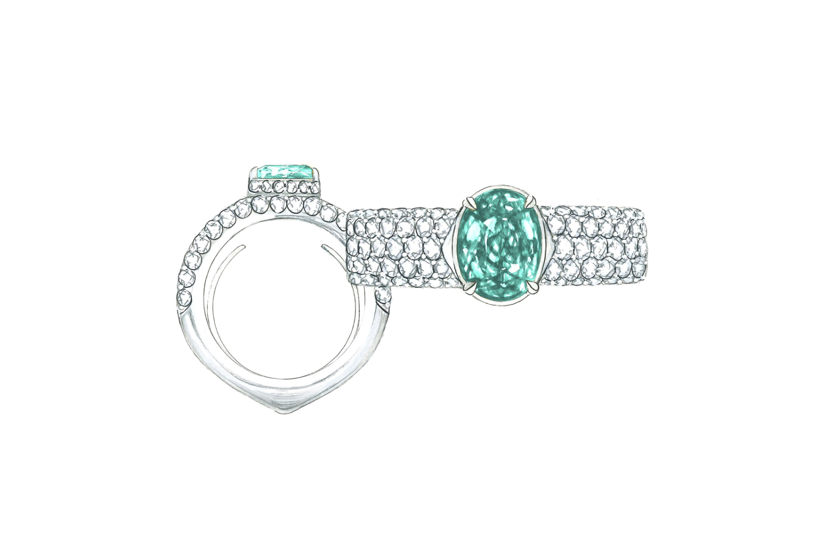 1.08ct Neon Paraiba Turmalin Ring mit D Flawless Diamanten, eingefasst in 18 Karat Weissgold