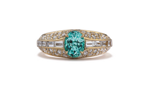 2.01ct Neon Paraiba Turmalin Ring mit D Flawless Diamanten, eingefasst in 18 Karat Gelbgold