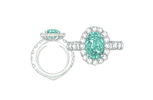 2.00ct Neon Paraiba Turmalin Ring mit D Flawless Diamanten, eingefasst in 18 Karat Weissgold