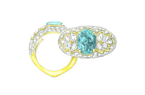 2.35ct Neon Paraiba Turmalin Ring mit D Flawless Diamanten, eingefasst in 18 Karat Gelbgold