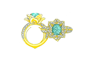 1.19ct Neon Paraiba Turmalin Ring mit D Flawless Diamanten, eingefasst in 18 Karat Gelbgold