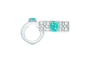 1.20ct Neon Paraiba Turmalin Ring mit D Flawless Diamanten, eingefasst in 18 Karat Weissgold