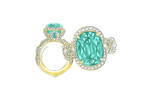 4.81ct Neon Paraiba Turmalin Ring mit D Flawless Diamanten, eingefasst in 18 Karat Gelbgold