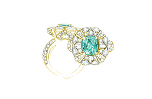 3.20ct Neon Paraiba Turmalin Ring mit D Flawless Diamanten, eingefasst in 18 Karat Gelbgold