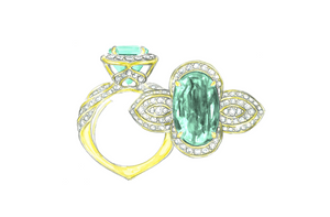 3.54ct Neon Paraiba Turmalin Ring mit D Flawless Diamanten, eingefasst in 18 Karat Gelbgold