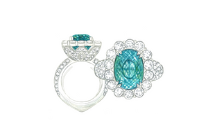 3.11ct Neon Paraiba Turmalin Ring mit D Flawless Diamanten, eingefasst in 18 Karat Weissgold