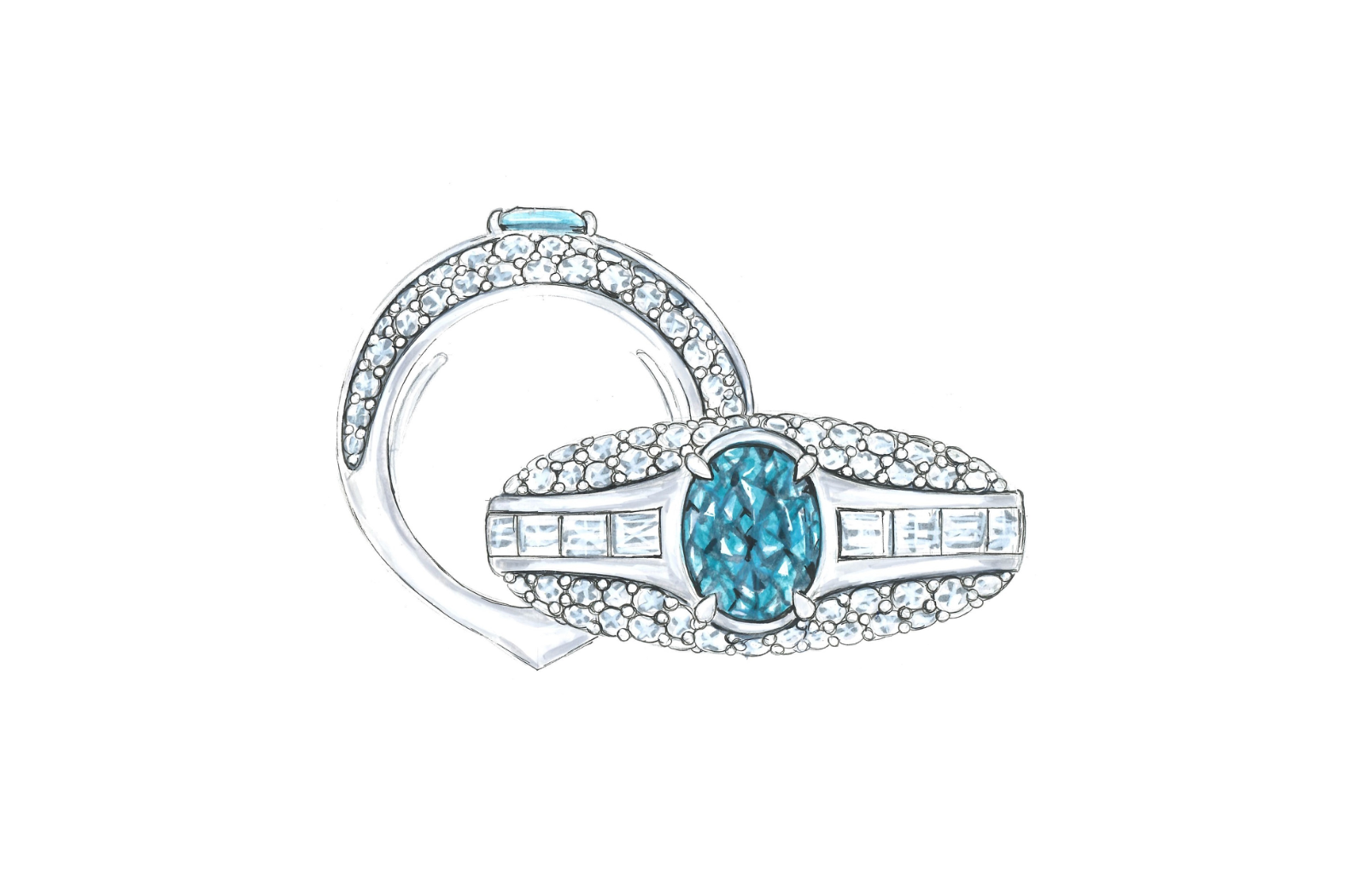 1.00ct Neon Paraiba Turmalin Ring mit D Flawless Diamanten, eingefasst in 18 Karat Weissgold