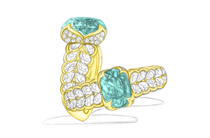 3.10ct Neon Paraiba Turmalin Ring mit D Flawless Diamanten, eingefasst in 18 Karat Gelbgold
