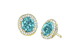 3.70ct Neon Paraiba Turmalin Ohrringe mit D Flawless Diamanten, eingefasst in 18 Karat Gelbgold