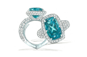 7.08ct Der Kat Florence Azzurra Paraiba Turmalin Ring mit D Flawless Diamanten, eingefasst in 18 Karat Weissgold