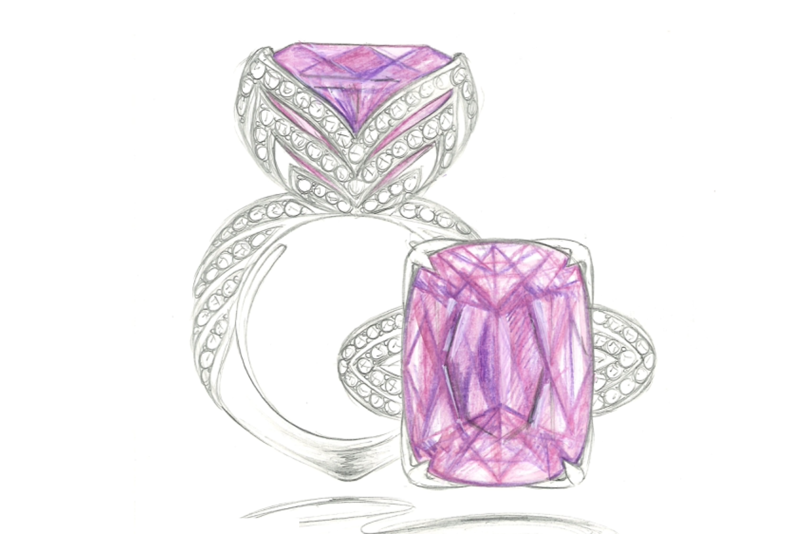 22.75ct Patroke Kunzit Ring mit D Flawless Diamanten, eingefasst in 18 Karat Weissgold