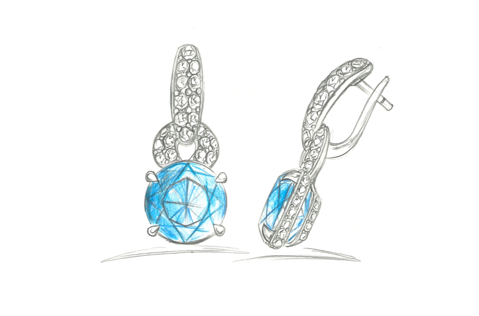 24.75ct blauer Zirkon Ohrringe mit D Flawless Diamanten, eingefasst in 18 Karat Weissgold