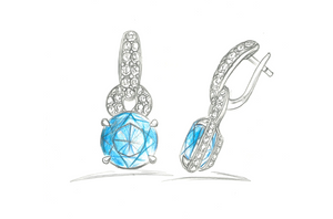 24.75ct blauer Zirkon Ohrringe mit D Flawless Diamanten, eingefasst in 18 Karat Weissgold