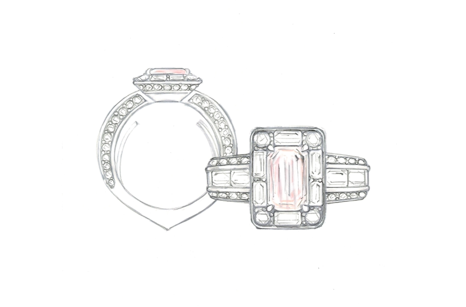 2.59ct pinker Tansanit Ring mit D Flawless Diamanten, eingefasst in 18 Karat Weissgold