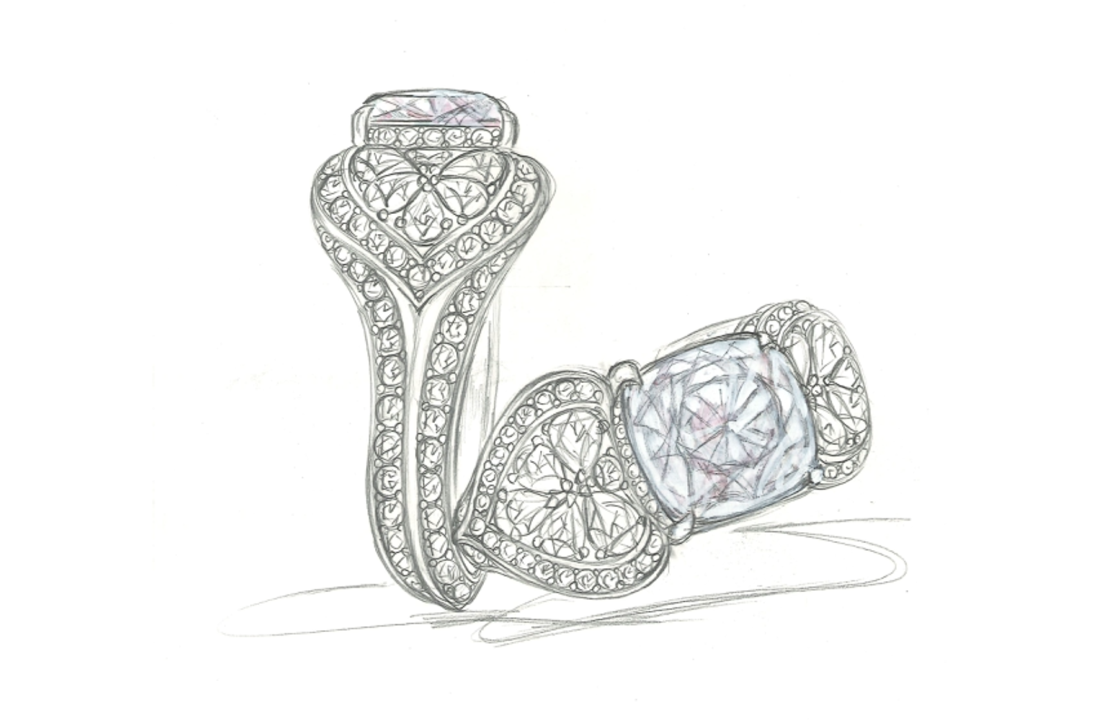 2.99ct Zweifarbiger pinker Tansanit Ring mit D Flawless Diamanten, eingefasst in 18 Karat Weissgold