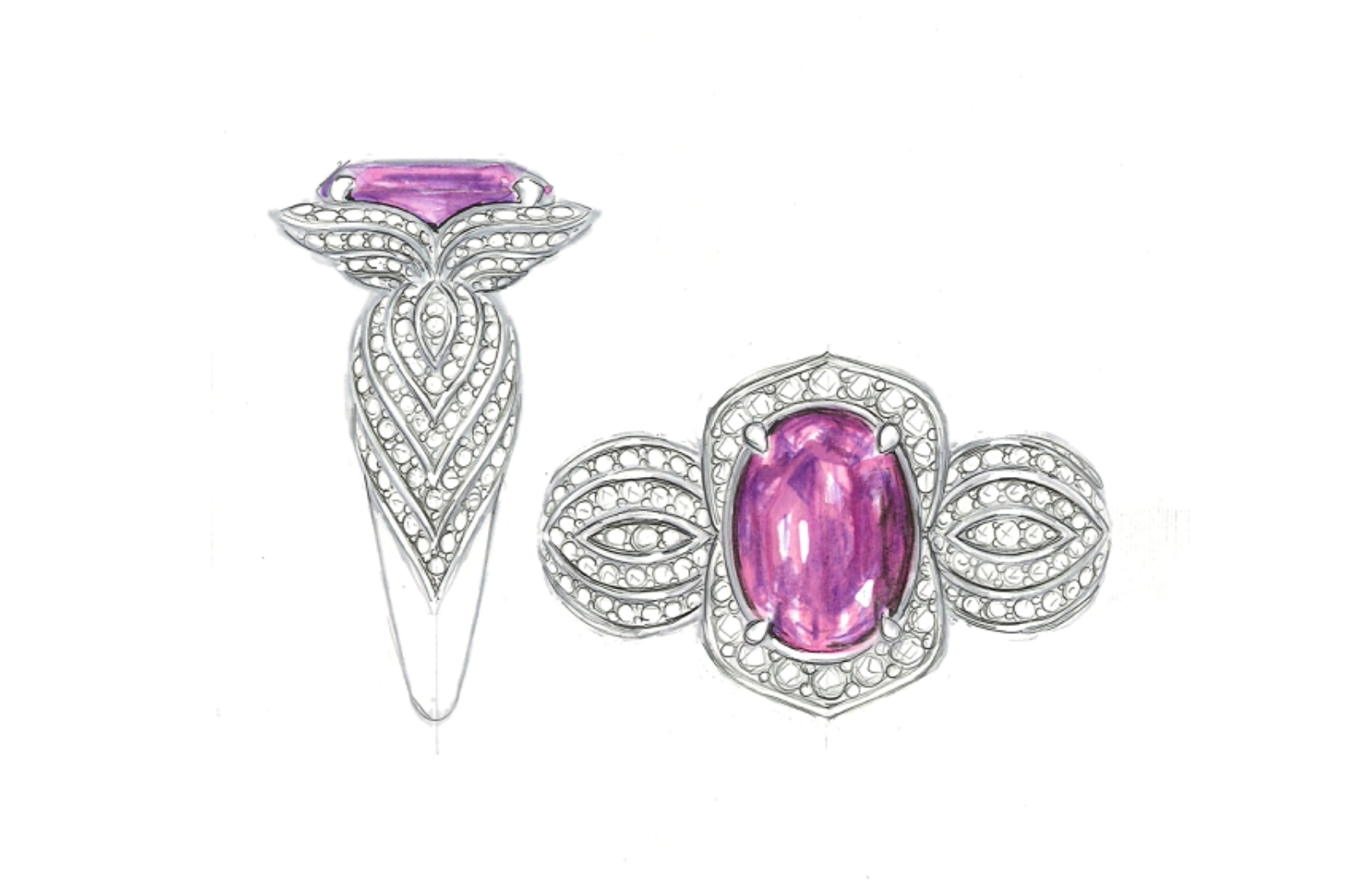 4.06ct Pinker brasilianischer Imperial Topas Ring mit D Flawless Diamanten, eingefasst in 18 Karat Gelbgold