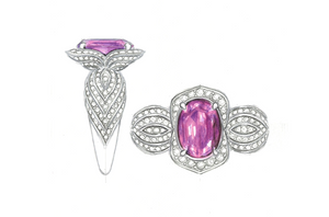 4.06ct Pinker brasilianischer Imperial Topas Ring mit D Flawless Diamanten, eingefasst in 18 Karat Gelbgold