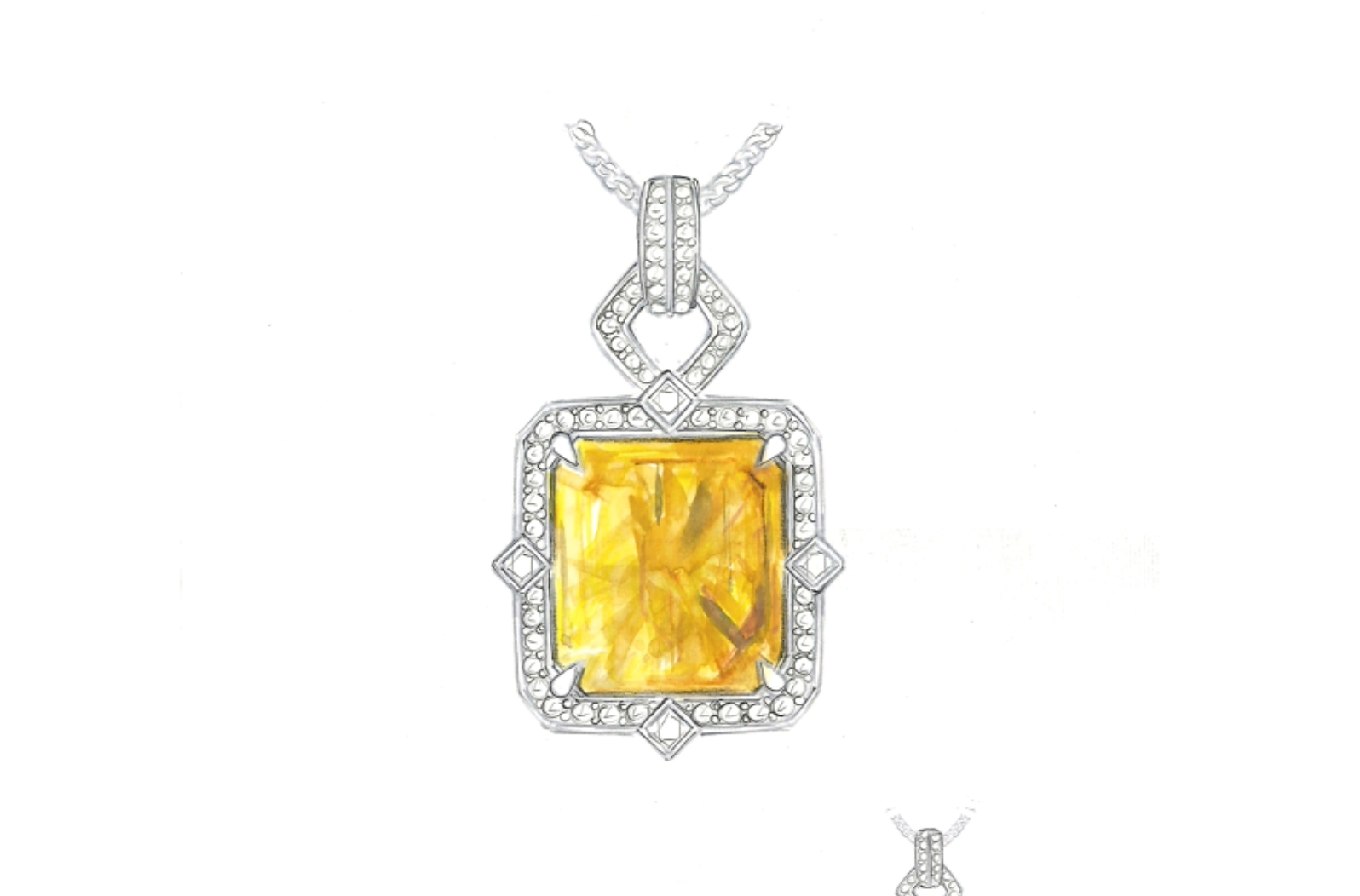 15.78ct Antiker dominikanischer gelber Bernstein Halskette mit D Flawless Diamanten, eingefasst in 18 Karat Gelbgold