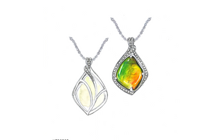 49.23ct Kanadischer Natur Ammolit Halskette mit D Flawless Diamanten, eingefasst in 18 Karat Gelbgold