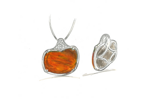 53.07ct Kanadischer Natur Ammolit Halskette mit D Flawless Diamanten, eingefasst in 18 Karat Gelbgold