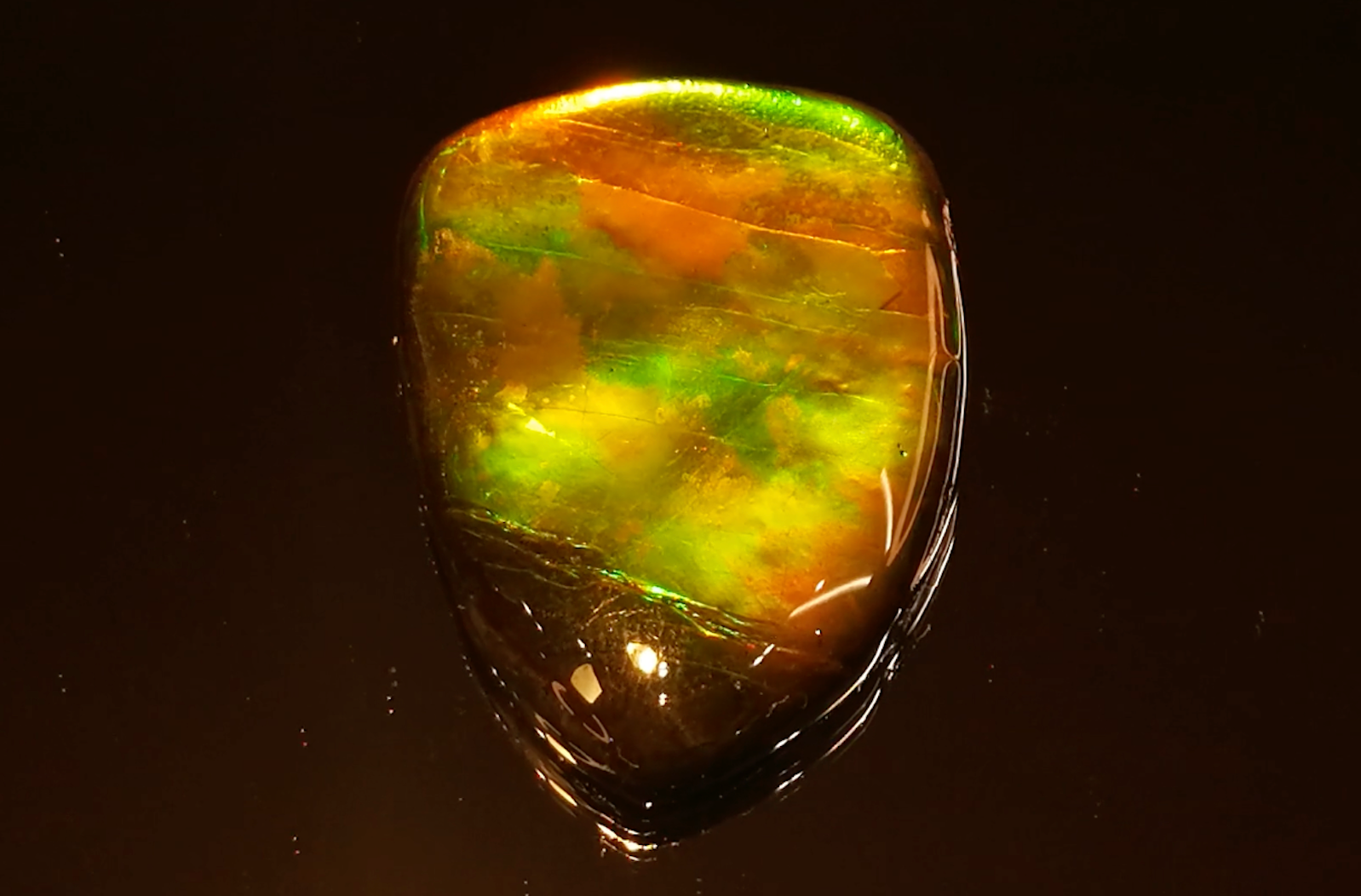 38.17ct Kanadischer Natur Ammolit Ring mit D Flawless Diamanten, eingefasst in 18 Karat Gelbgold