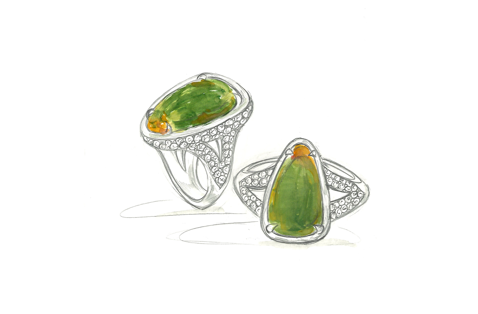 37.43ct Kanadischer Natur Ammolit Ring mit D Flawless Diamanten, eingefasst in 18 Karat Gelbgold