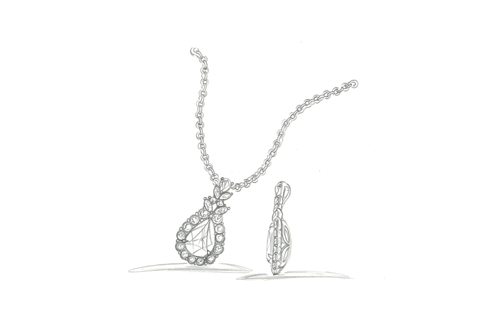 4.05ct D Flawless Golkonda Diamant Halskette mit D Flawless Diamanten, eingefasst in 18 Karat Gelbgold