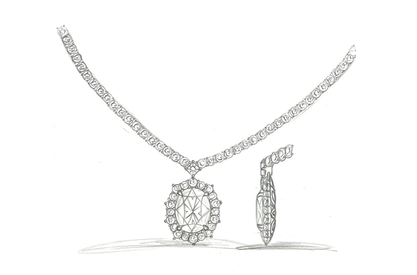 4.02ct D Flawless Golkonda Diamant Halskette mit D Flawless Diamanten, eingefasst in 18 Karat Gelbgold