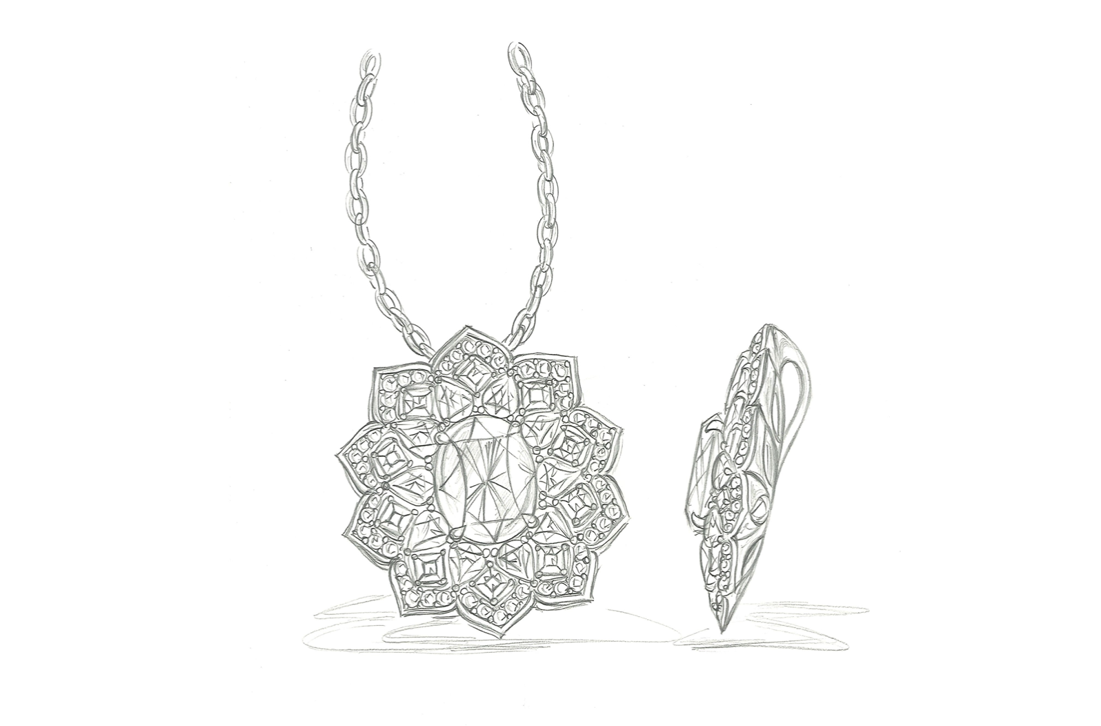 2.00ct D Flawless Golkonda Diamant Halskette mit D Flawless Diamanten, eingefasst in 18 Karat Gelbgold