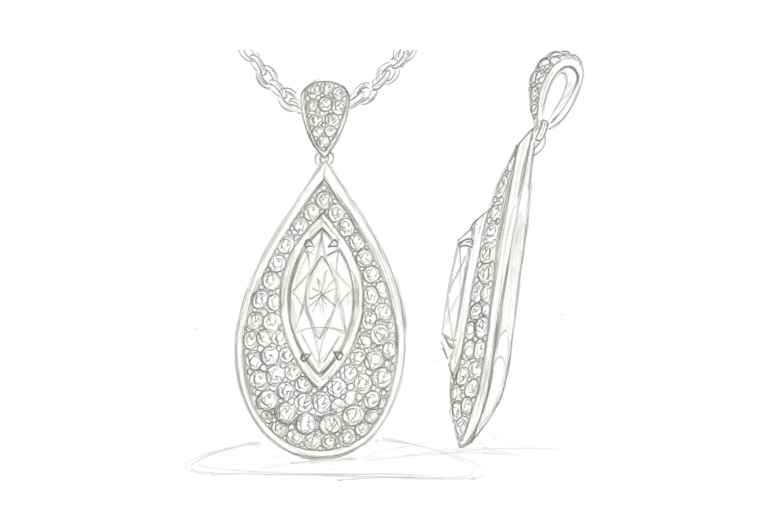 1.05ct D Flawless Golkonda Diamant Halskette mit D Flawless Diamanten, eingefasst in 18 Karat Gelbgold