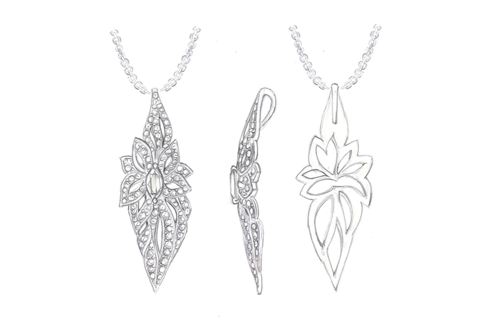 1.05ct D Flawless Golkonda Diamant Halskette mit D Flawless Diamanten, eingefasst in 18 Karat Gelbgold
