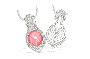 41.12ct Nicht erhitzter burmesischer Mogok Stern Rubin Halskette mit D Flawless Diamanten, eingefasst in 18 Karat Weissgold