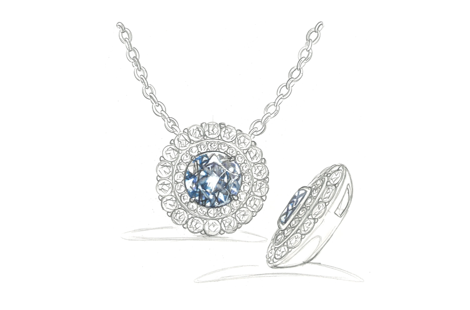 1.00ct D Flawless Golkonda Diamant Halskette mit D Flawless Diamanten, eingefasst in 18 Karat Gelbgold