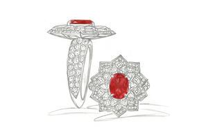 3.00ct Nicht erhitzter karmesinroter Jedi Rubin Ring mit D Flawless Diamanten, eingefasst in 18 Karat Gelbgold