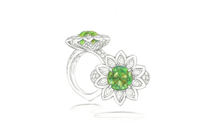 4.10ct Komolo Tsavorit Ring mit D Flawless Diamanten, eingefasst in 18 Karat Gelbgold