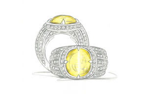 7.67ct Milk & Honey Katzenauge Ceylon Chrysoberyll Ring mit D Flawless Diamanten, eingefasst in 18 Karat Gelbgold