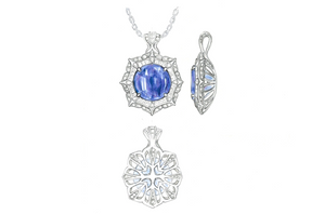 59.13ct Tansanit Halskette mit D Flawless Diamanten, eingefasst in 18 Karat Weissgold