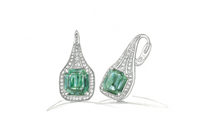 10.58ct Intensiv grüner kolumbianischer Muzo Smaragd Ohrringe mit D Flawless Diamanten, eingefasst in 18 Karat Gelbgold