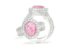 4.06ct Nicht erhitzter CeylonLotus Padparadscha Saphir Ring mit D Flawless Diamanten, eingefasst in 18 Karat Weissgold