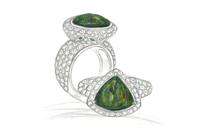 7.73ct Demantoid Granat Ring mit D Flawless Diamanten, eingefasst in 18 Karat Gelbgold