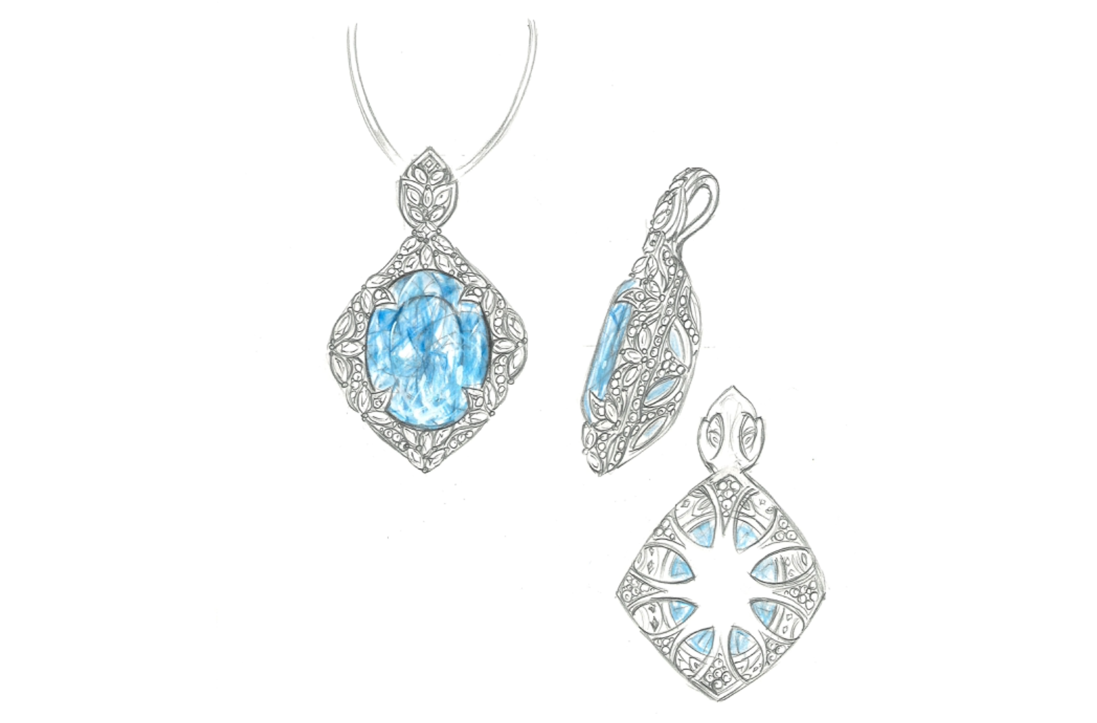 93.80ct Rekord Tatu Santa Maria Aquamarin Halskette mit D Flawless Diamanten, eingefasst in 18 Karat Weissgold